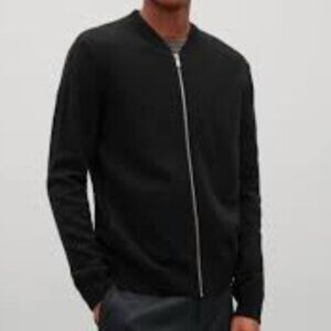 COS 100% Wool Navy Zip Cardigan Sweater Men Size: L